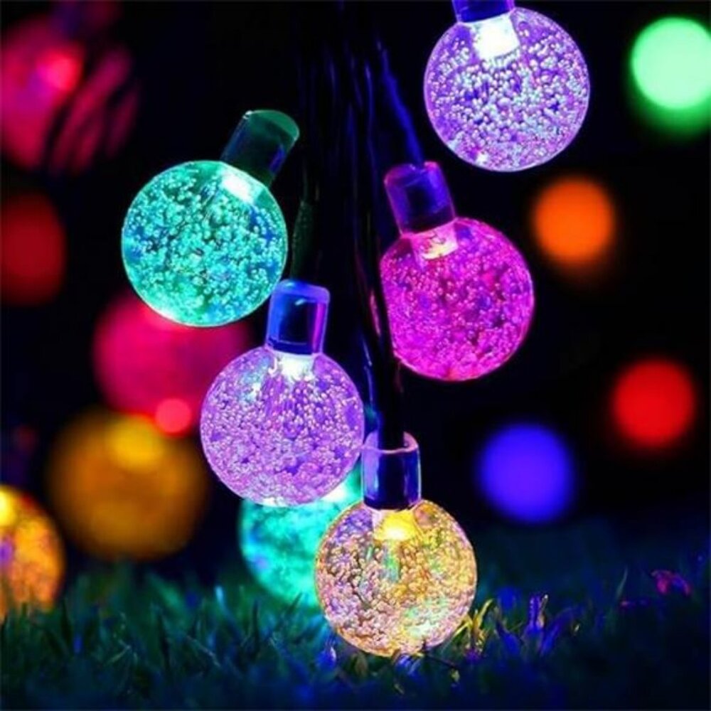 Solar String Lights Outdoor 50Led 24Feet Solar Waterproof Crystal Globe Lights